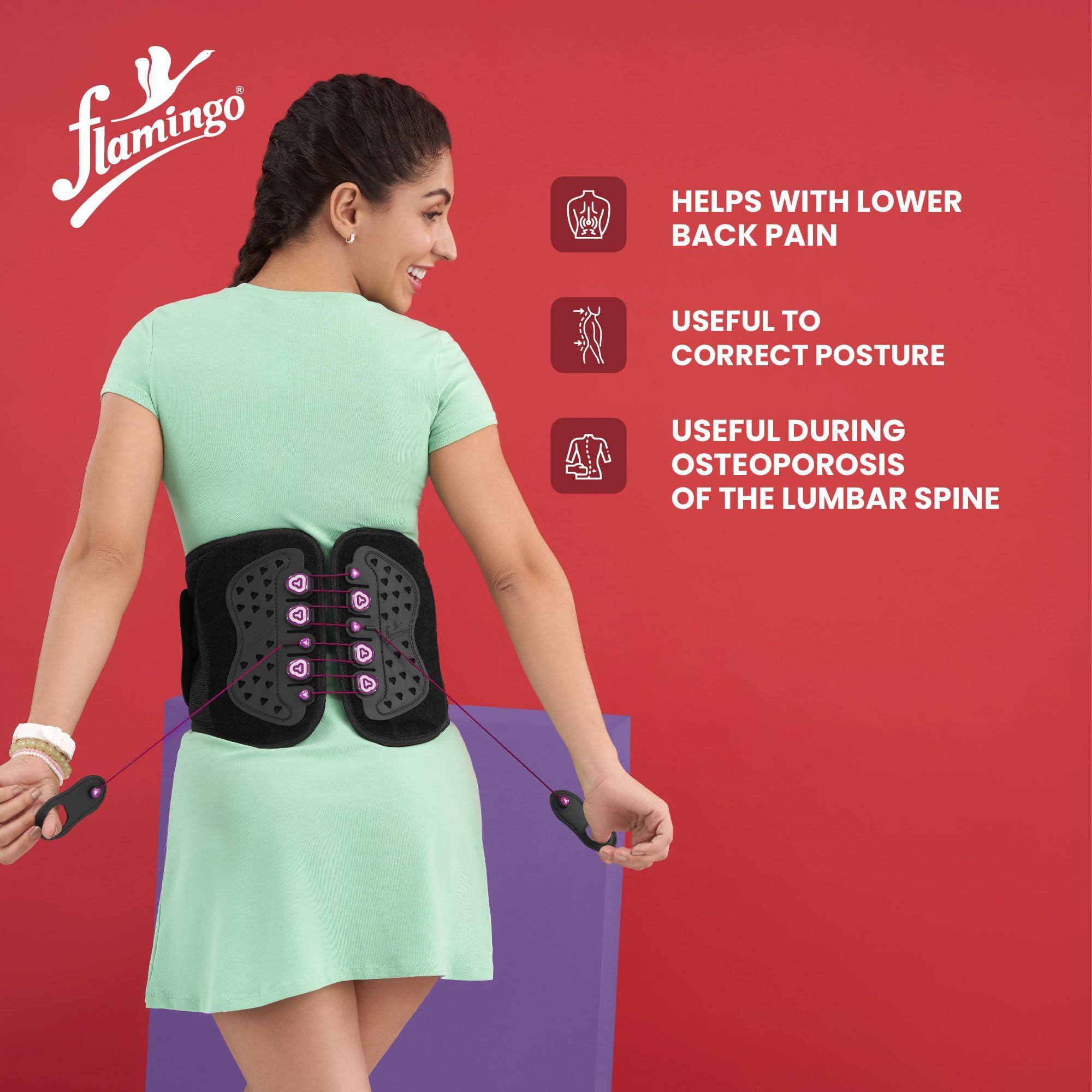 Flamingo Flamingo Lacepull Lumbo Scaro Belt | LS Belt with Back Support for Lower Back Pain Relief | Black | Special