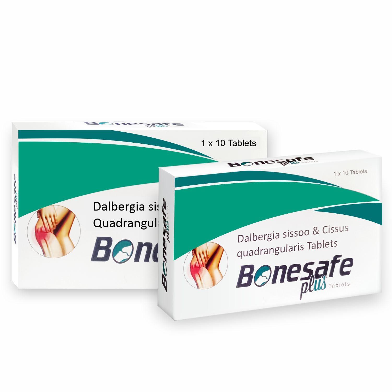 MARC REAL GOLD Bonesafe Plus Tablet - Dalbergia Sissoo & Cissus Quadrangularis (Hadjod) Extract tablets, Low Bone Density Supplement,Stronger Bones and Joint Health for Women and Men (10 Tablets)