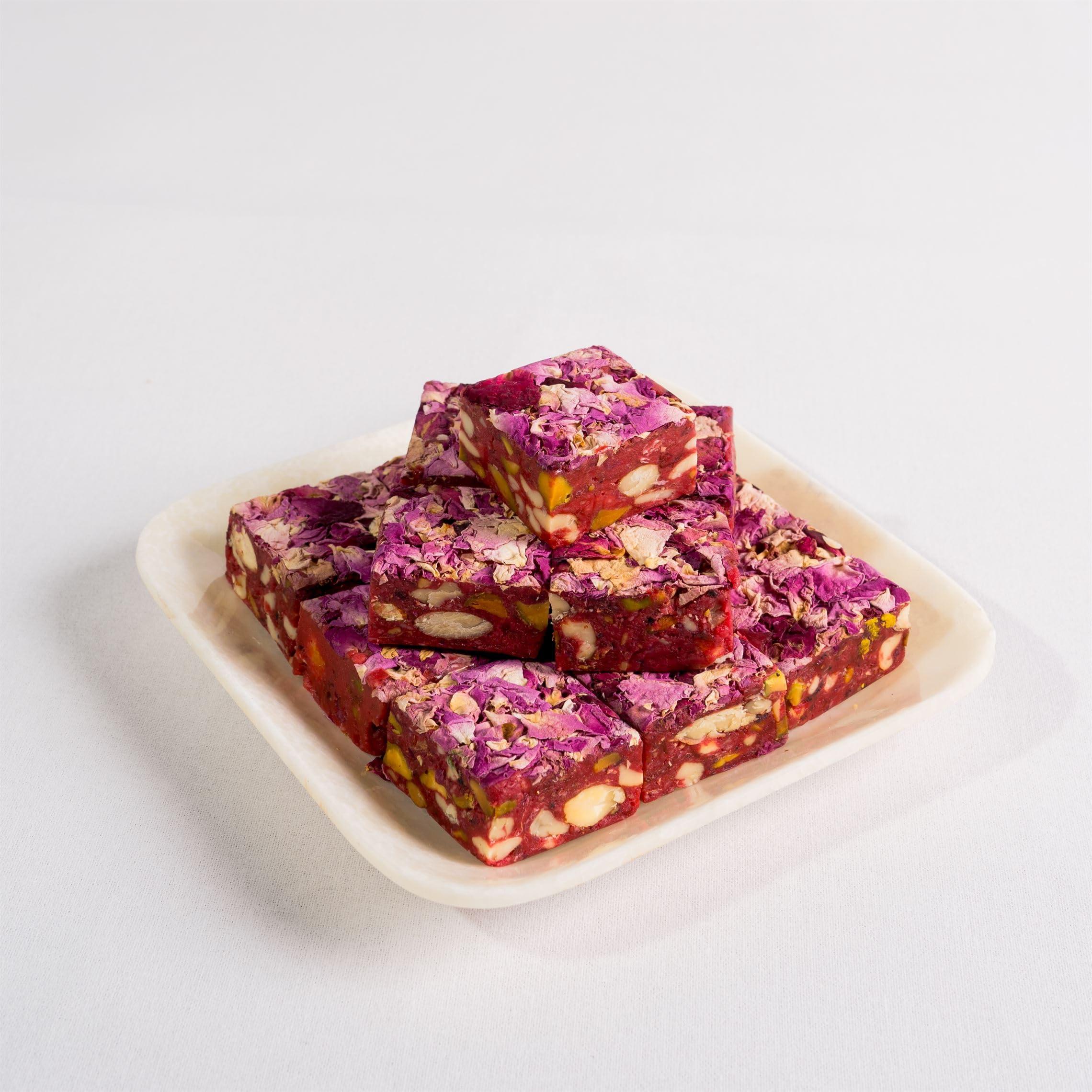 Taajas Food TAAJAS FOOD (Since 2003) Shahi Gulab Pak | Made with Roasted Nuts (Cashews & Almond) | Sweets Gift Pack | Traditional Indian Sweets/Mithai | No Preservatives, No Artificial Color & Flavors (500 GM)