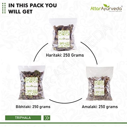 ATTAR AYURVEDA Attar Ayurveda Triphala Raw (1:1:1) - 750 grams, Raw, Whole - Harad, Baheda, Amla