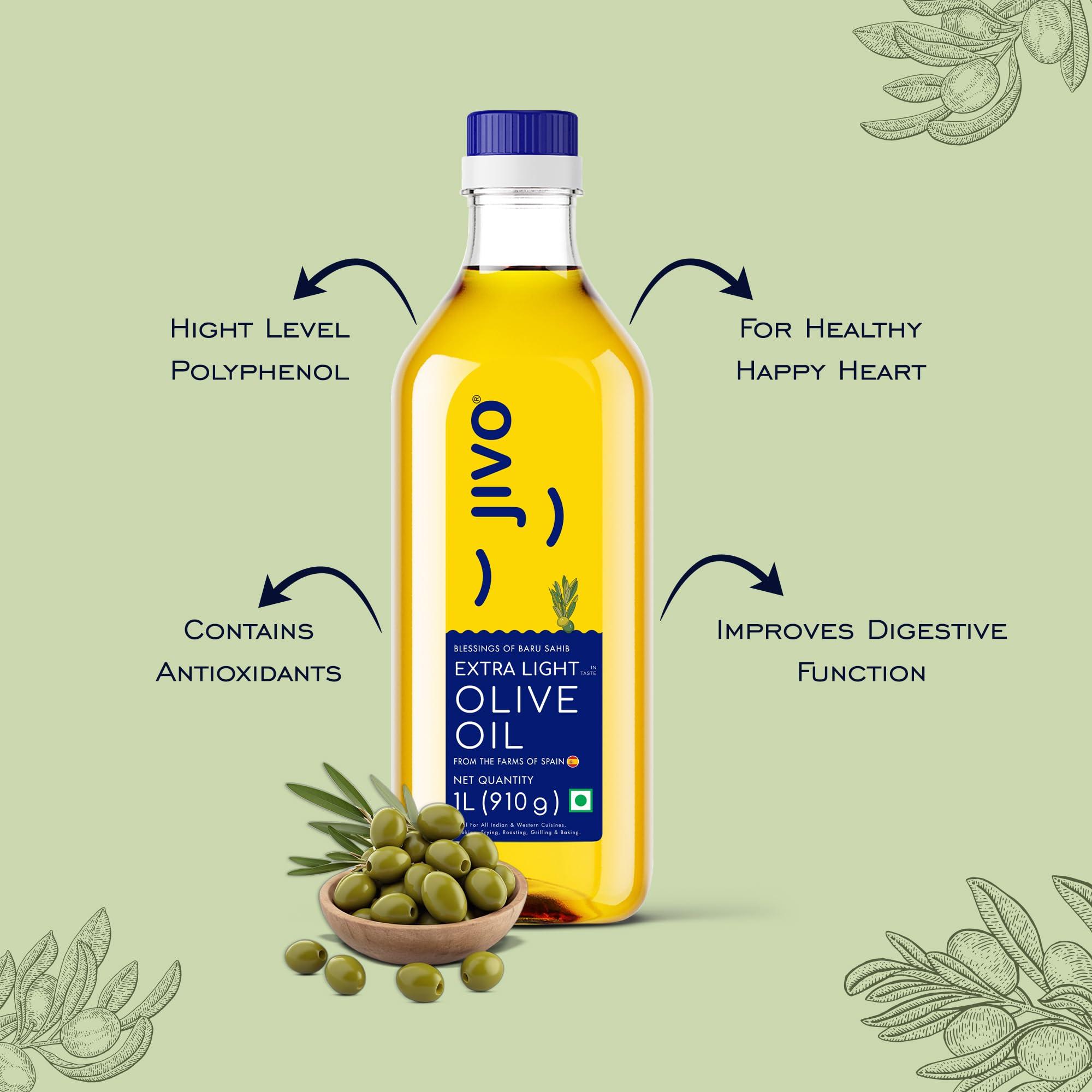 JIVO Jivo Extra Light Daily Cooking Olive Oil 3 Litre | Pack of 3 ( 1 Litre each) Recommendable Quality Healthy Cooking Oil | Good for Indian Cooking and Frying |