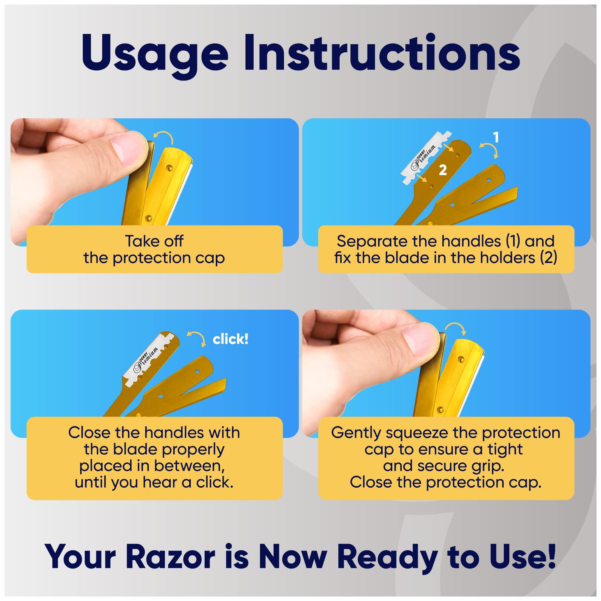 Equinox International Equinox Professional Straight Edge Razor with 100 Single Derby Straight Razor Blades-Barber Straight Razor-Close Shaving Men\'s Manual Shaver-Disposable Straight Razor Blades-Straight Razor Kit