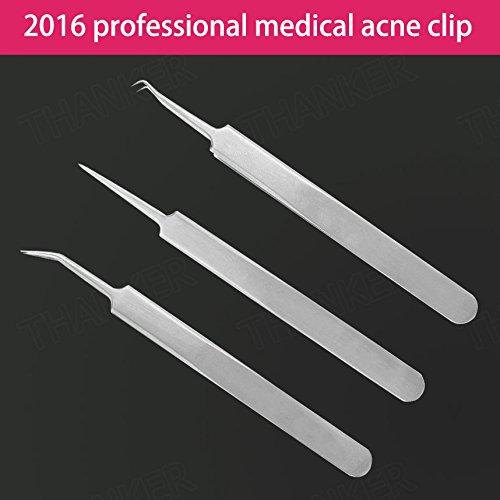 Generic Generic Diagonal Tweezer: Professional tweezers acne clip Best blackhead tweezer eyebrow medical grade Stainless Steel super sharp pinhead acne treatment