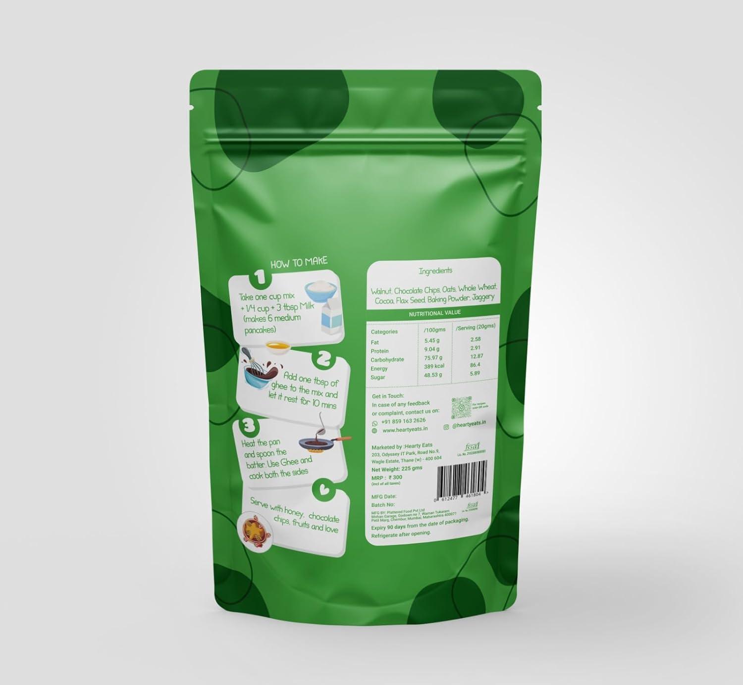 Hearty Eats Hearty Eats Healthy Breakfast Combo Walnut Oats Brownie Pancake Mix,Rajgira Nut And Seed Calcium Mix & Pizza Millet Chilla Mix (Combo Pack of 3)225 Grams Each