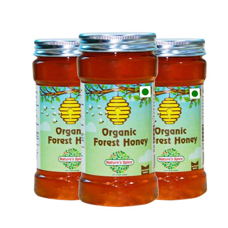 Nature\'s Spice - Pure as Nature Intended Nature\'s Spice Organic Forest Honey - 1.5 Kg Combo Pack of 3 x 500 Grams, Natural & Healthy Wild Honey
