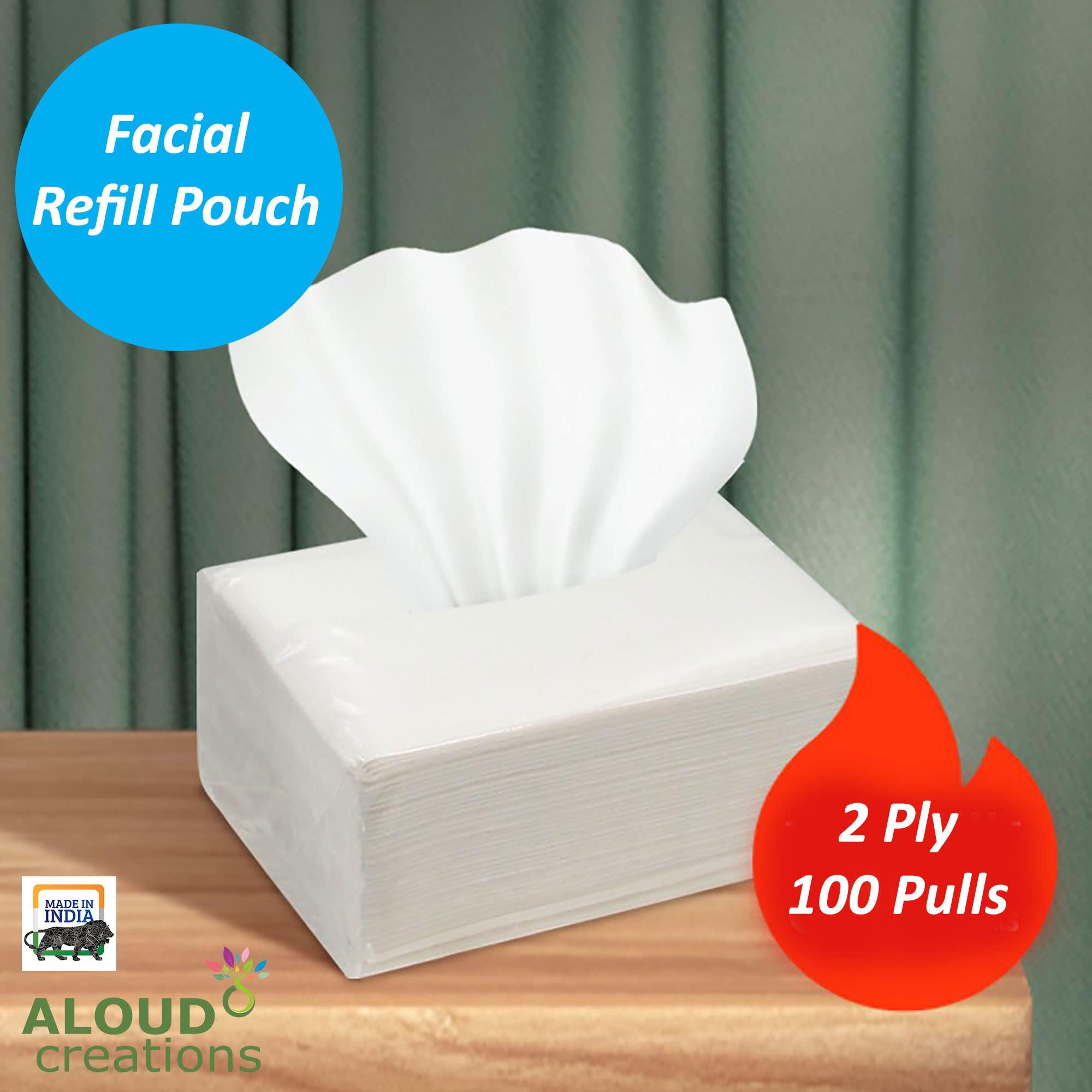 ALOUD CREATIONS ALOUD CREATIONS Facial Tissue Refill Pack | Car Tissue Refill | Disposable Facial Tissues | Travel Size Pack for Car & Purse | 2 Ply | 100 Pulls in Each Packet | Pack of 24 | Total 2400 Pulls