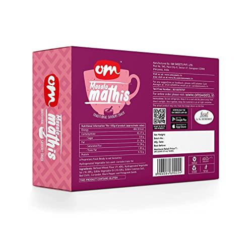 OM SWEETS & SNACKS Om Sweets & Snacks Masala Mathi | No preservatives | Freshly prepared crispy | Indian tea time crunchy snack, Delightfully Ready to Eat | Namkeen & Savouries | 300 Gms | Pack of 2 (Masala Mathi)