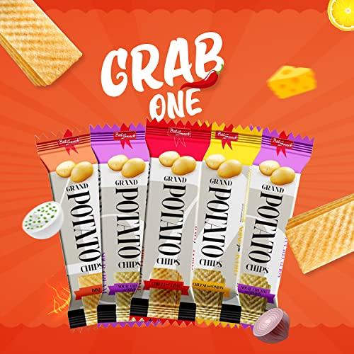 Bal Snack Bal Snack Grand Long Potato Chips Sour Cream & Herbs Flavoured Potato Snacks | Crispy & Crunchy Snack Food for Movies, Games & More - 60g