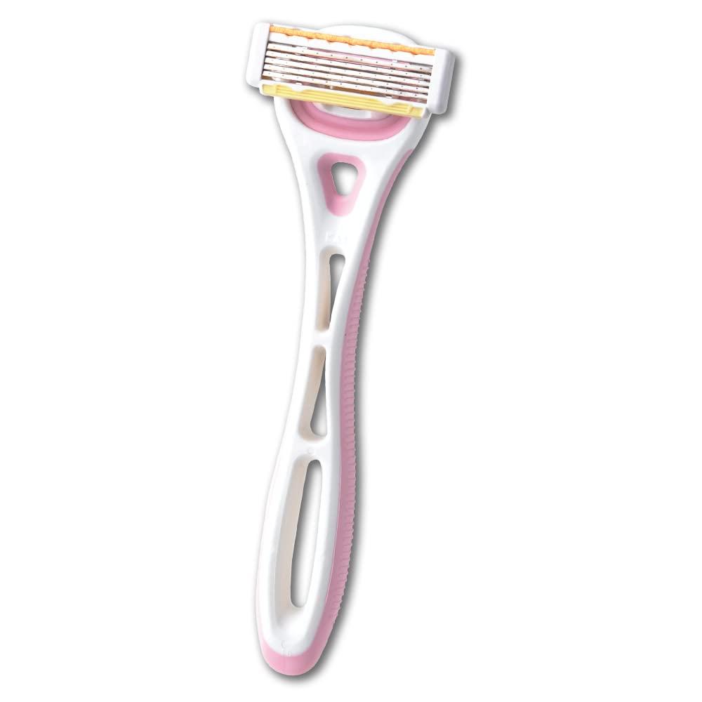 KAI Kai Xfit 5-Blade Body Razor for Women with Aloe Vera Lubricating Strip for Hair Removal Japan-Made Stainless Steel Blades and 3D Pivot Handel,Extra 2 Cartridge's