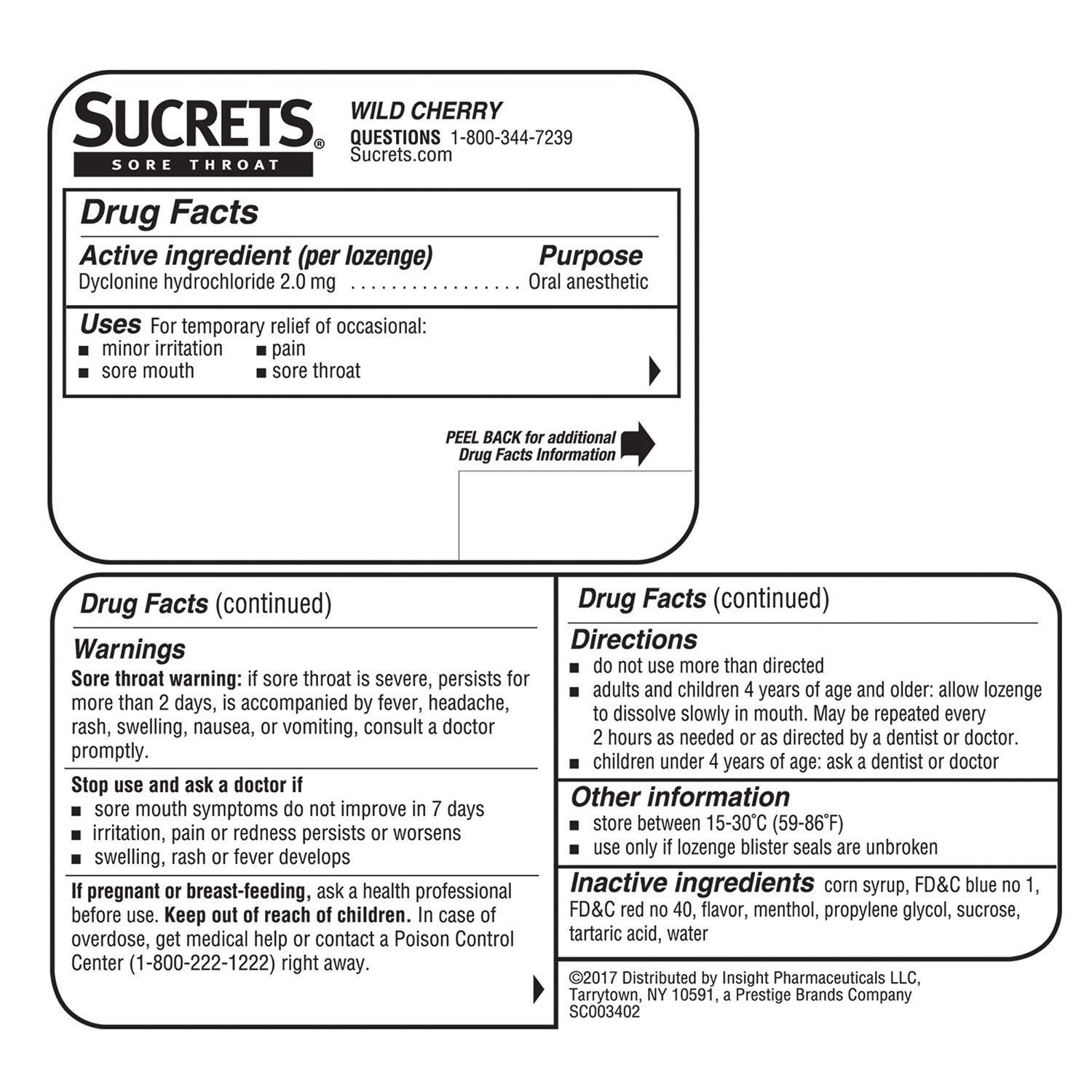 Sucrets Sucrets Classic Sore Throat Lozenges, Wild Cherry, 18 Count
