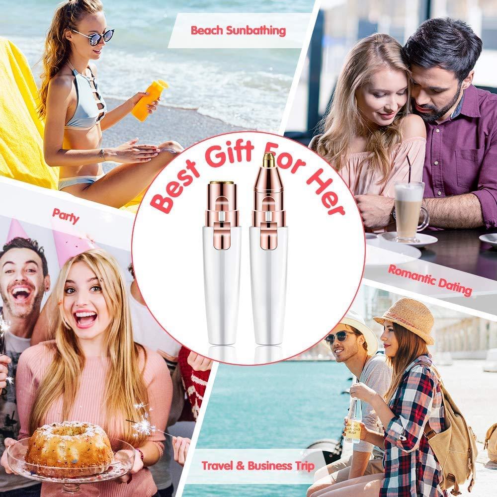 AiWow AiWow Painless Face Body Hair Remover Epilator Rechargeable Electronic Eyebrow Trimmer Portable Hair Removal Razor For Face Lips Nose Facial Hair Removal For Man/Women (White)