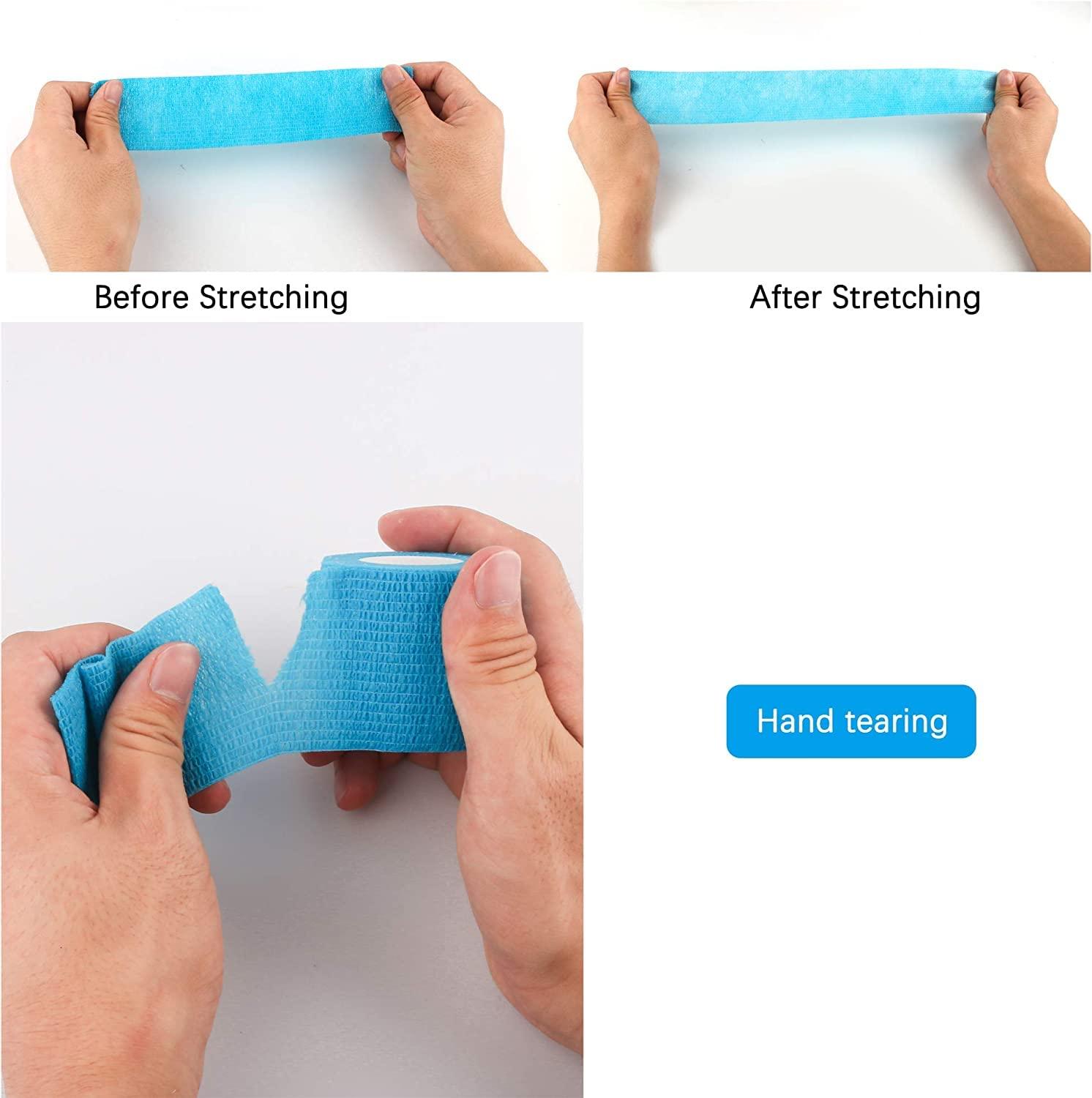 Mooerca Self Adherent Cohesive Wrap Bandages 2 Inches X 5 Yards, 12 Count, First Aid Tape, Elastic Self Adhesive Tape, Athletic, Sports wrap Tape, Bandage Wrap for Sports, Wrist, Ankle (Rainbow Color)