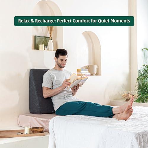 The White Willow The White Willow Orthopaedic Bed Wedge Acid Reflux Memory Foam & HR Foam Support Firm Pillow for Sleeping, Neck Pain Relief, Pregnancy Maternity, Anti Snoring - (18" L x 18" W x 10" H Inches) - Grey