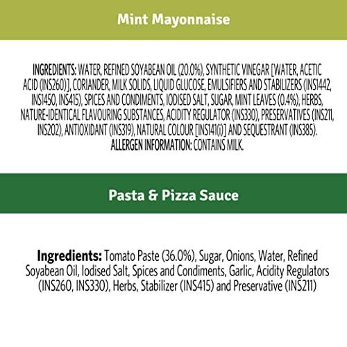 VEEBA Veeba Pasta-Pizza Sauce,525g & Mint Mayonnaise Pet Bottle,300g - Pack of 2