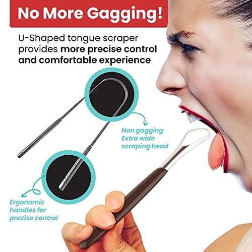 KN FLAX [2 pack] KN FLAX Tongue Scrapper Reduce Bad Breath, Maintains Oral Care, 100% BPA Free Metal Tongue Scraper Cleaner, Tongue Cleaner for Adults and Kids, Easy to Use with Non-Synthetic Handle