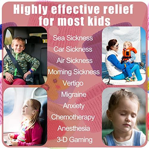 Tondiamo 4 Pairs Kids Motion Sickness Bands Travel Wristbands Kids Motion Sickness Relief Band Nausea Bands Motion Sickness Wristbands Car Sickness Bracelet for Kids for Morning Sea Flying Travel