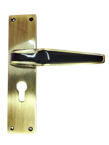 Kunal India Kunal Labacha Mortice Door Handle Lock Set with 70MM Brass Cylindrical Lock with 3 computrised Key|Main Door Handle Lock with Antique/Graphite Finish Material Zinc Size 8 Inch