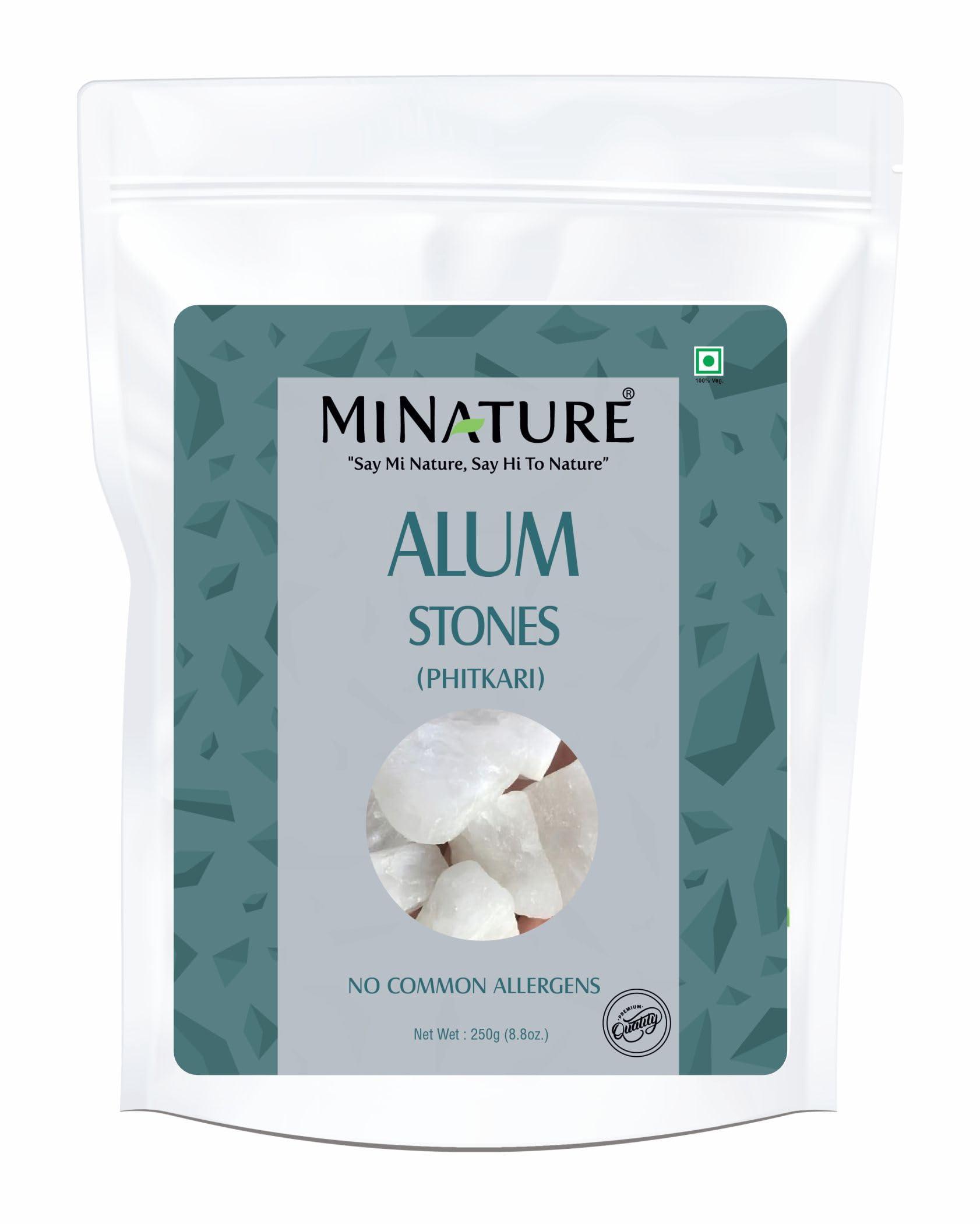 minature Alum Stone(phitkari) by mi nature | for Skin Care | Water Purify| Pure Alum Stone (Potassium Alum) (Fitkari)|Cruelty Free | Post Shave Use| For Natural Deodorant (250g)