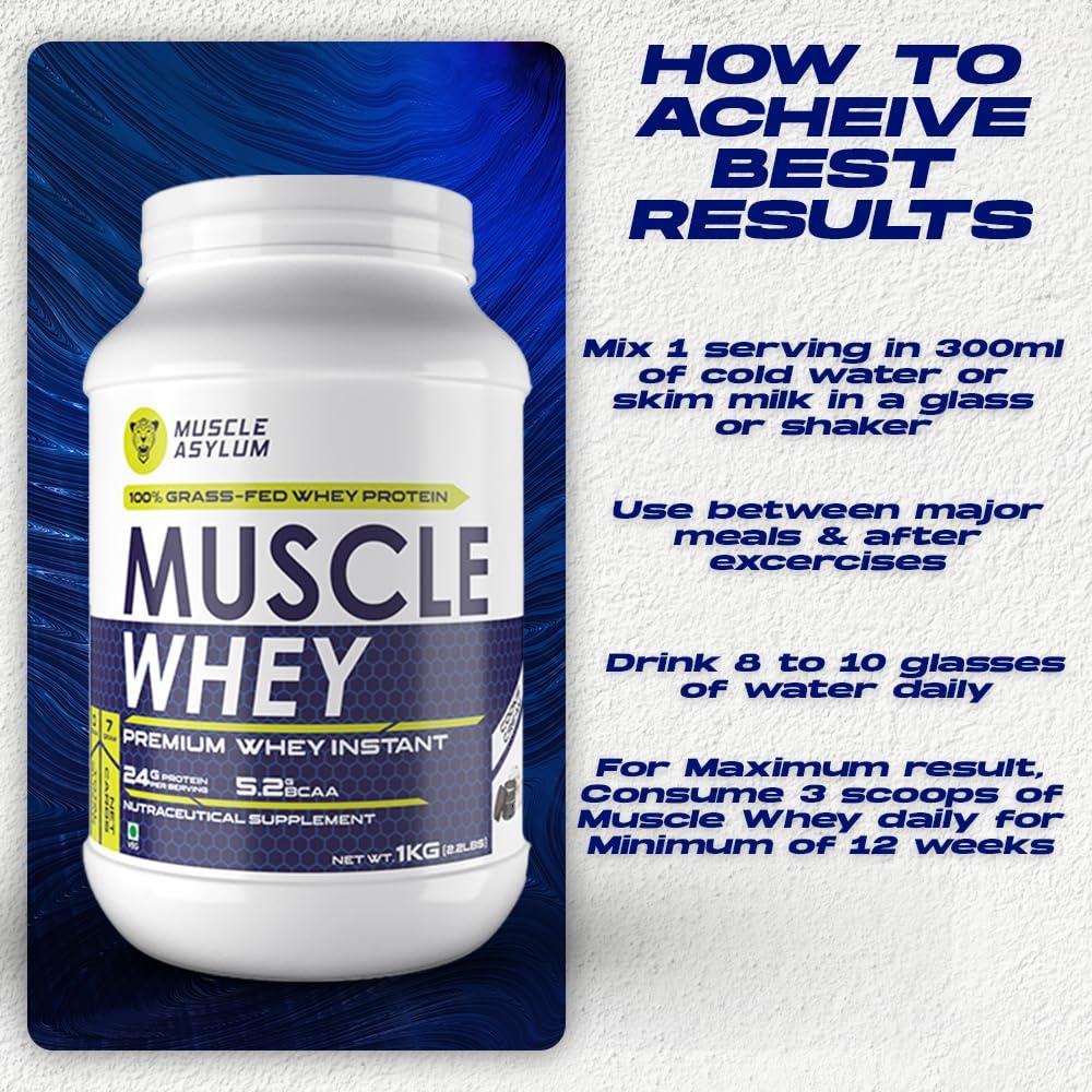 Muscle Asylum Muscle Asylum Premium Whey Protein l 1kg, 25 Servings l Cookie & Cream l With Genuine Lab Reports l Muscle Building & Recovery | Increased Muscle