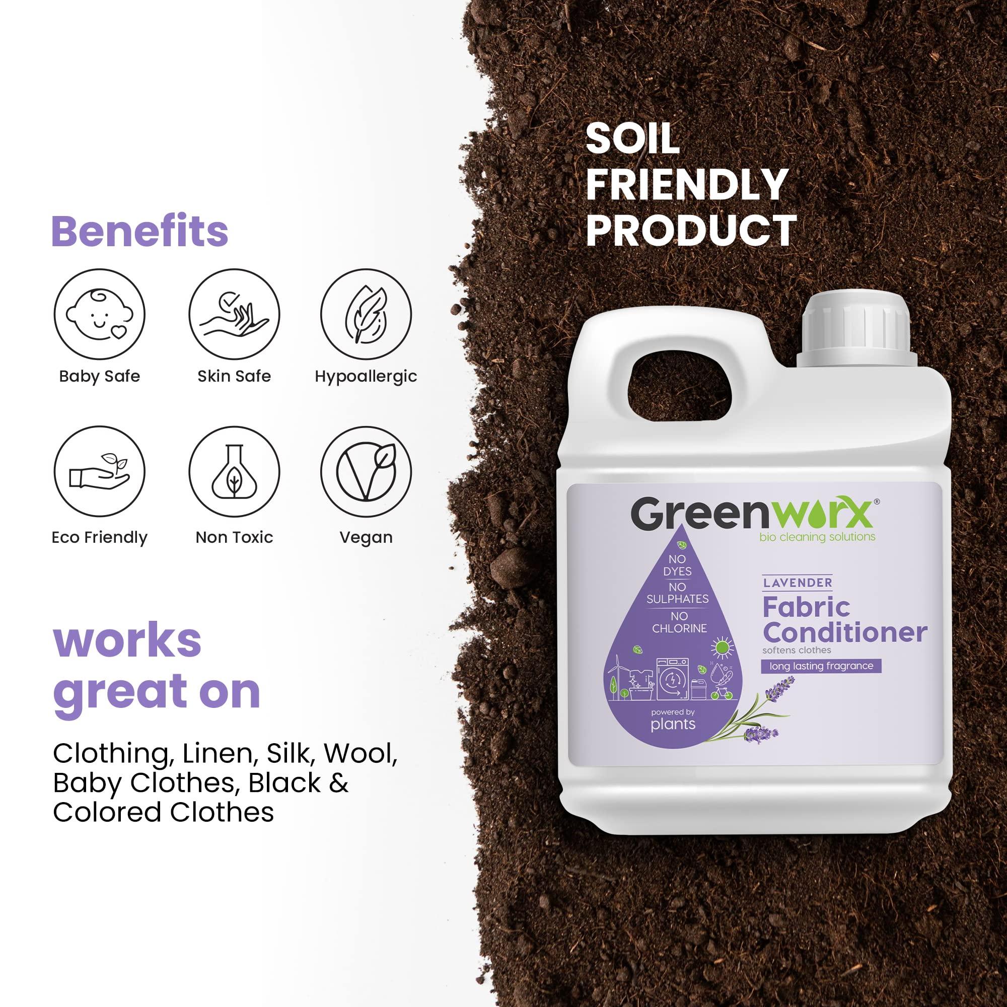 Greenworx Greenworx Natural Fabric Conditioner & Fabric Softner -5 Ltr I Lavender With Mint Fragrance Top Load & Front Load Washing Machine| Skin Safe, Baby Safe & Pet-Friendly, Liquid