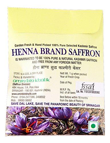 ABK Henna Brand Kashmir Saffron, Pure and Organic Saffron, 1 gm