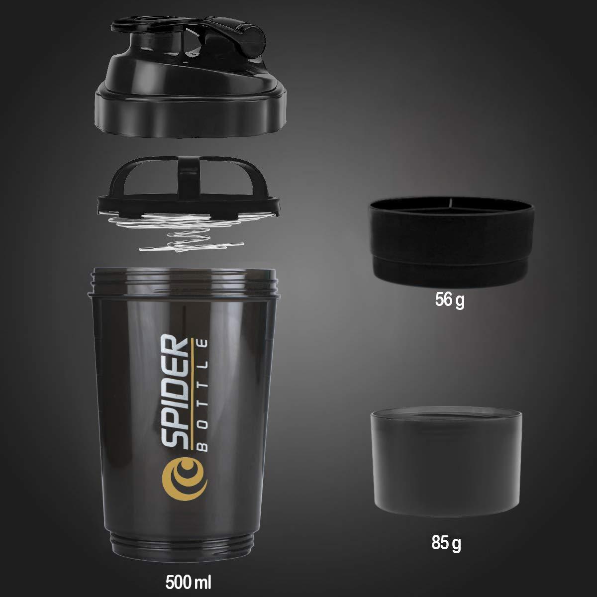 DOVEAZ DOVEAZ Spider Shaker | Spider Protein Shaker | Spider Shaker Bottle | Gym Shaker | Cyclone Shaker | Protein Shaker | Gym Protein Shaker | Gym Bottle | Bpa Free Shaker | Shaker 500ml (Black)