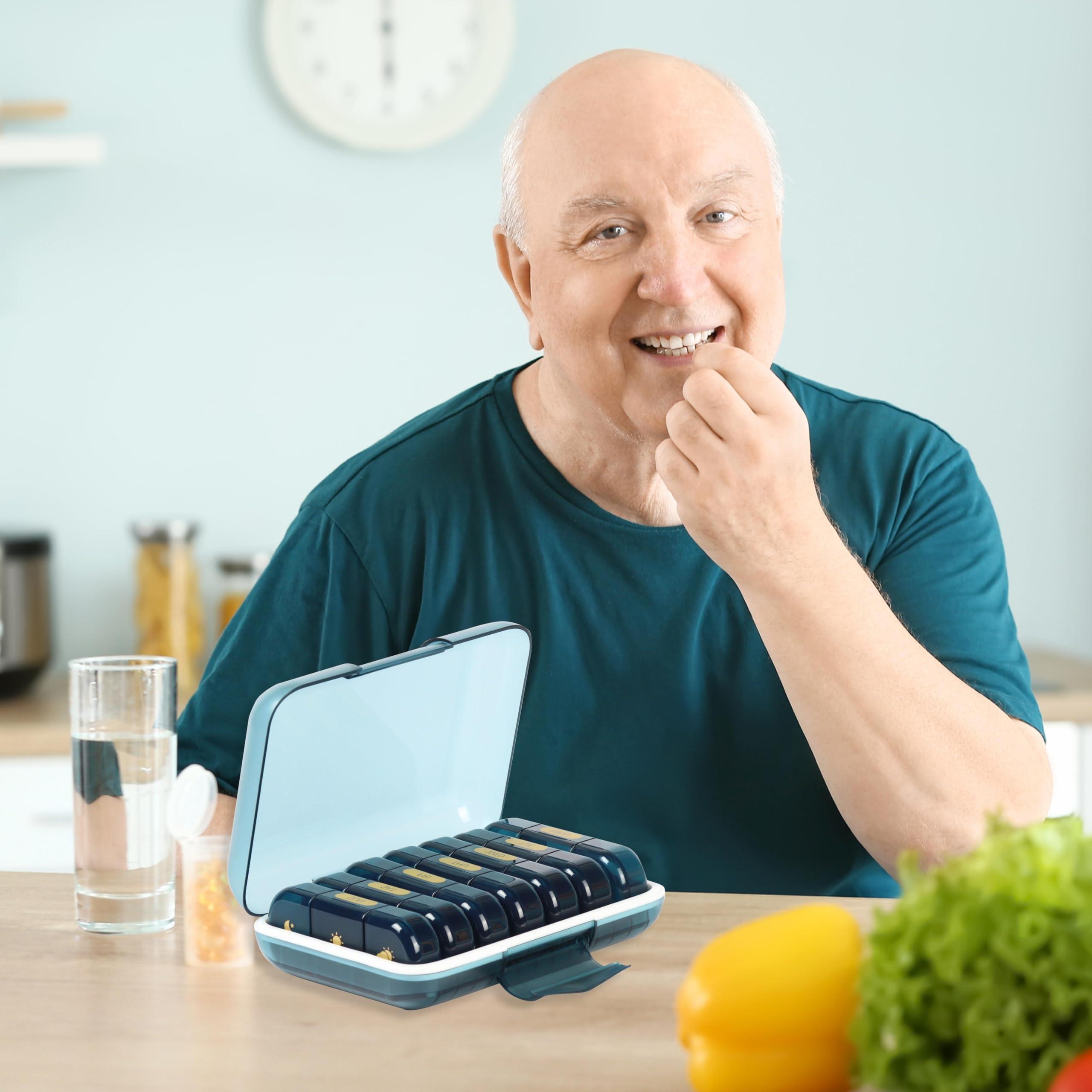 POPCUBE Premium Unbreakable Medicine storage organizer- Waterproof Medicine organizer box- Medicine Box, 7 days Medicine Box For Home-Large Pill Organizer Box Case (Blue-3 Compartment)