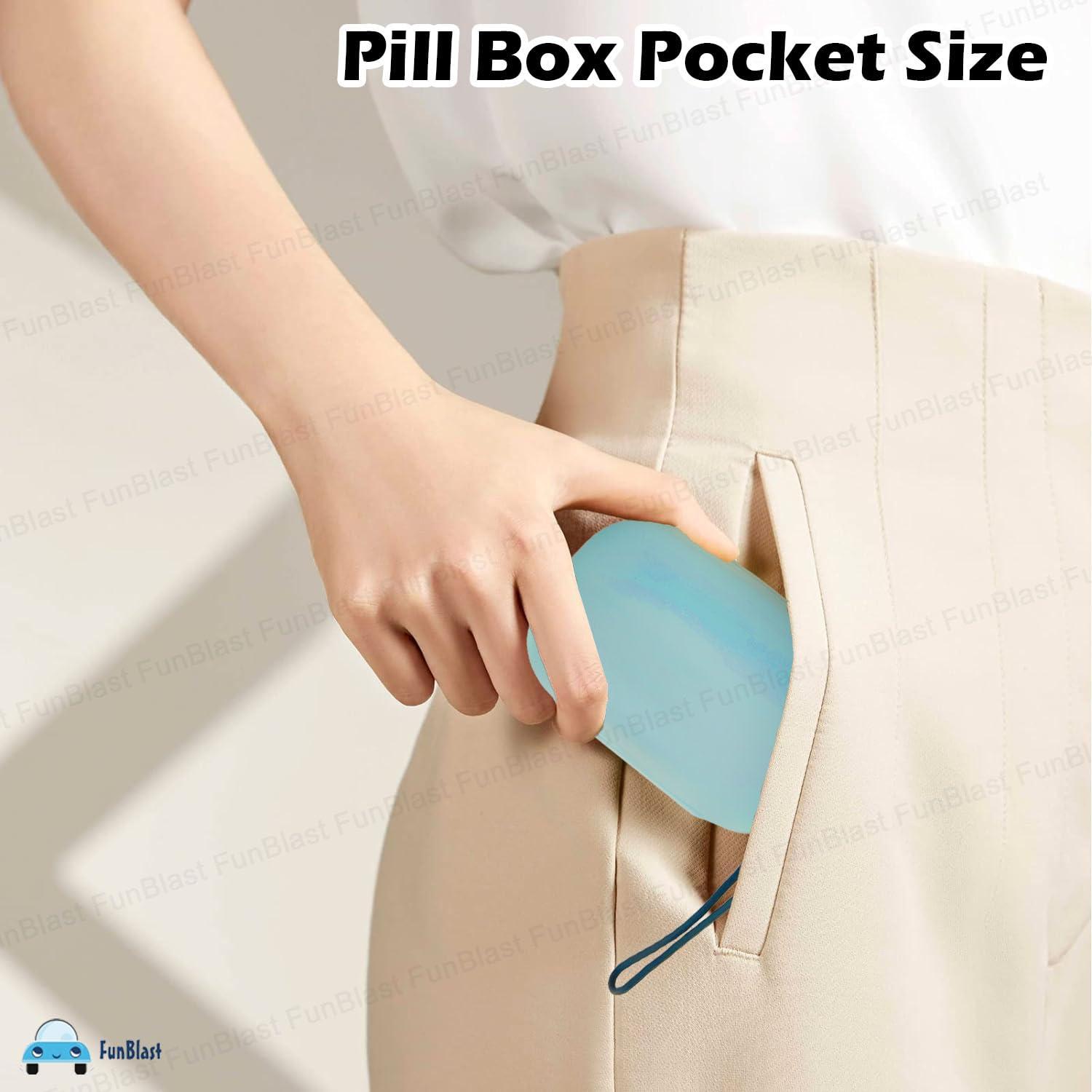 FunBlast FunBlast Pills Medicine Organizer Box - Pill Case for Travel, Medicine Organizer Box Travel, Pill Box Pocket Size, Pill Organizer with 7 Compartments, Weekly Pill Organizer Reminder Box (Blue)