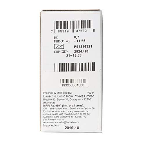 Bausch & Lomb Bausch & Lomb Optima 38 Yearly Contact Lens - 1 Lens (-2.50)