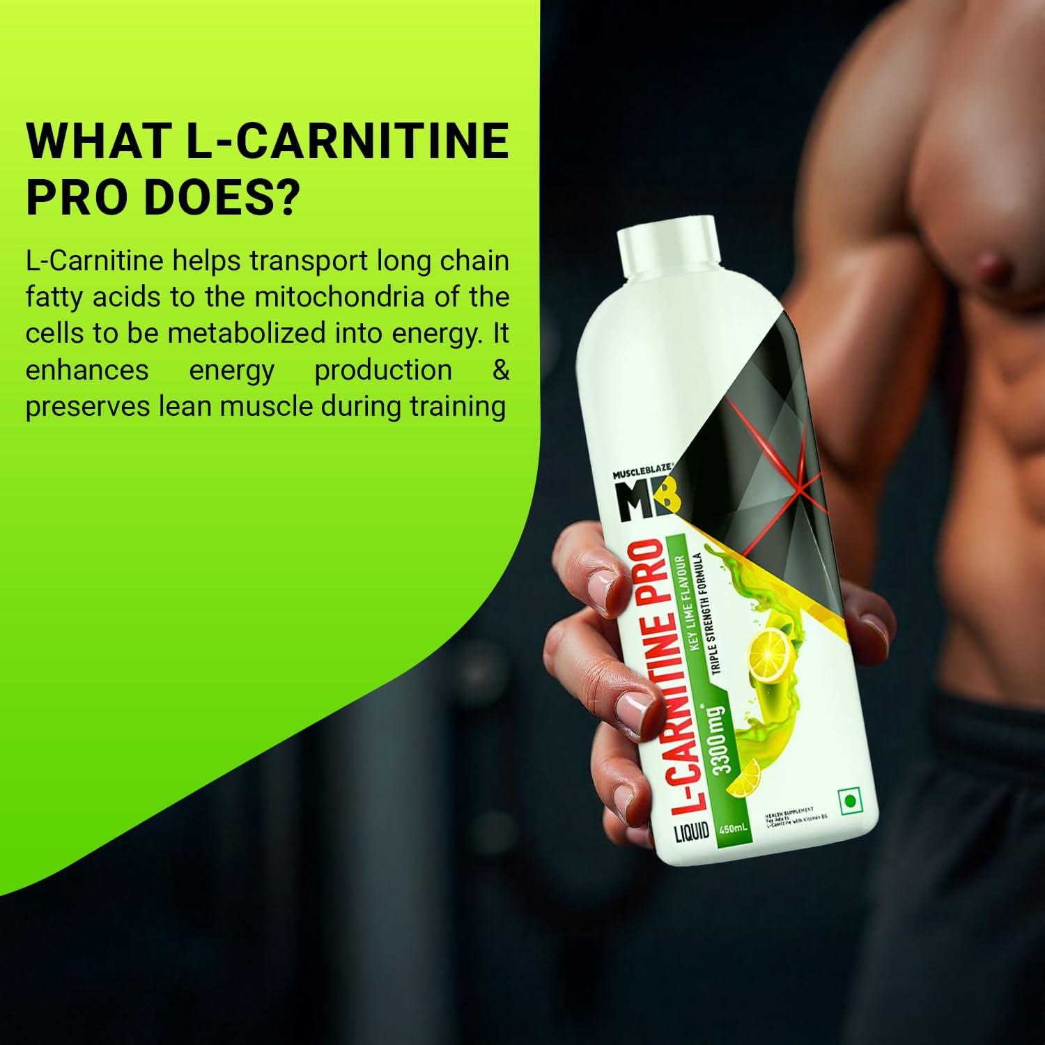 MuscleBlaze MuscleBlaze Liquid L-Carnitine PRO (Key Lime, 450ml) | Triple Strength Formula | 3300mg L- Carnitine