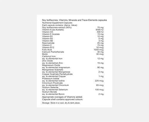 Cratus Cratus Soyon Plus – Soy Isoflavones Vitamins Minerals and Trace Elements Capsules - Complete Pre and Post Menopause - For Women in 40’s & above Relieves Hot Flashes (Pack of 1-100 Capsules)