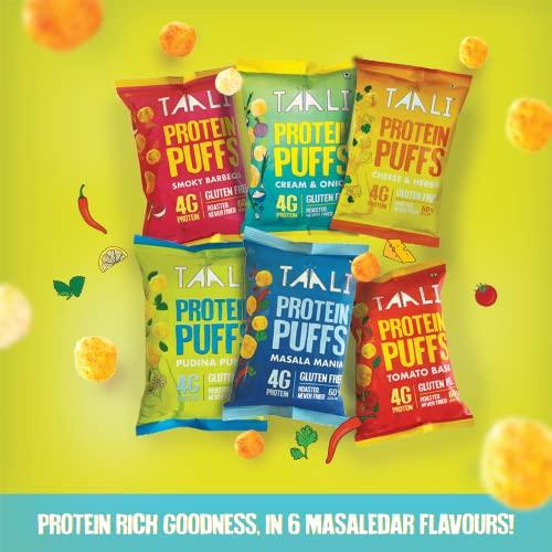 Taali Taali Jowar & Protein Puffs | 25 gm (Pack of 8) | Pudina Punch | Healthy Roasted Tasty Snacks, Ready to eat | 100% Veg, Gluten free products, No Cholesterol, No Trans-Fat