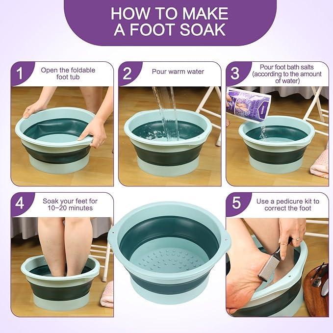 Whixant Whixant Collapsible Foot Bath Basin for Soaking Feet, Foot Spa Bucket with Foot Massage Ball, Space Saving Foldable Foot Soak Bowl for Washing Soaking Feet