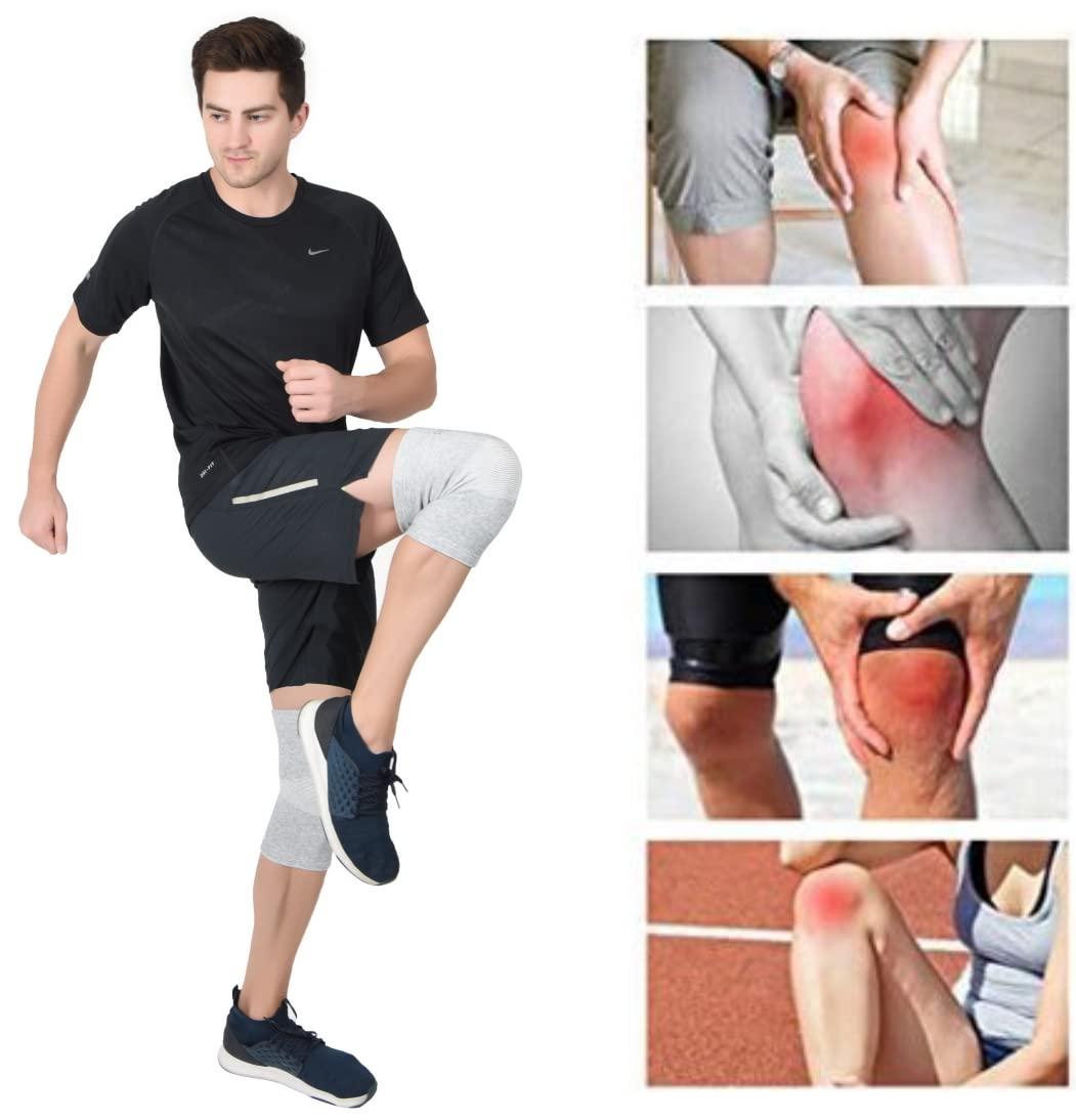AccuSure AccuSure Orthopedic Pain Relief Bamboo Yarn Knee Support Cap Brace/Sleeves Pair For Sports, Pain Relief, Knee Compression Support, Exercise, Gym, Running, Cycling, Knee Cap Guard Brace Knee Support For Men And Women-Medium