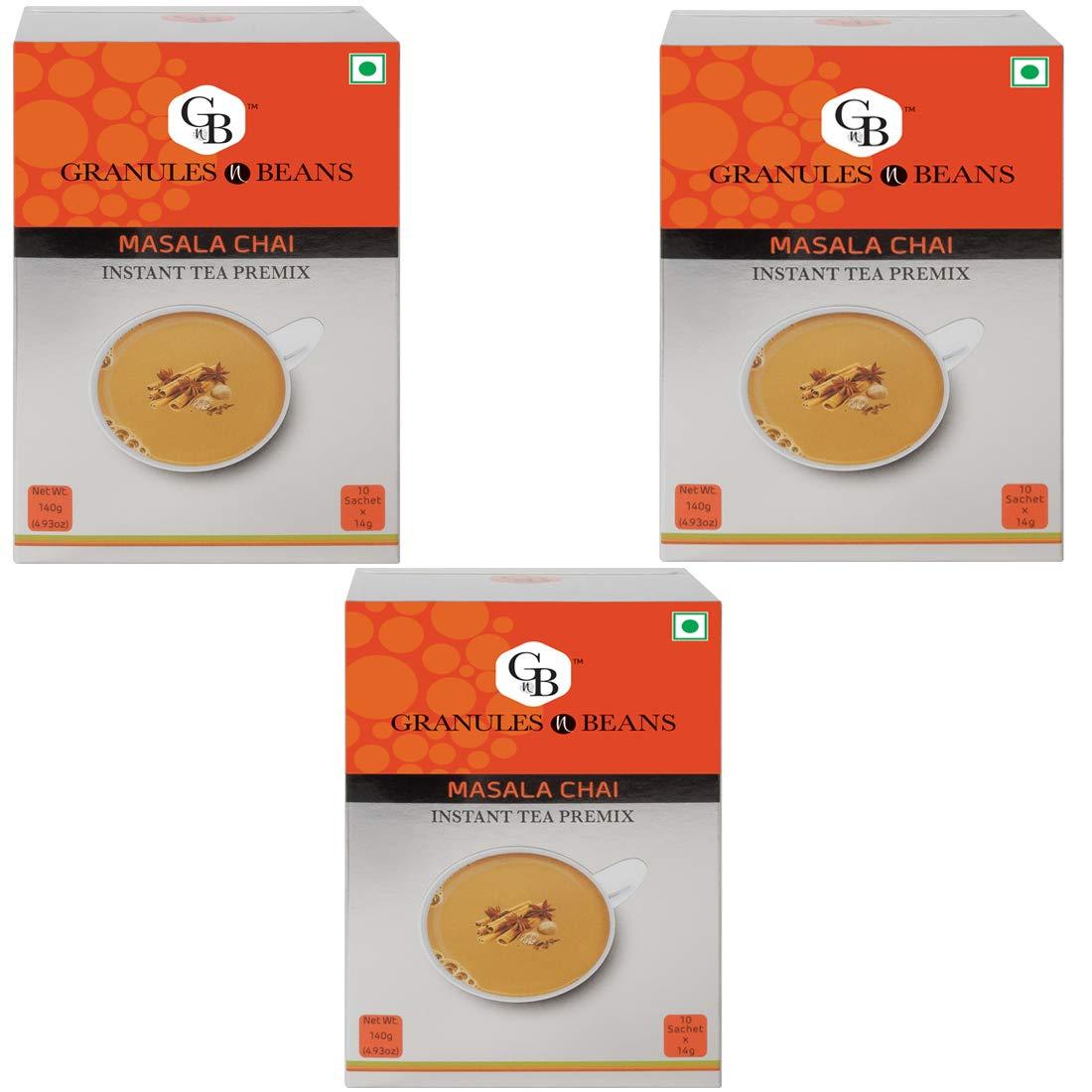 GranulesnBeans Granules n Beans Masala Chai Instant Tea Premix - (10 Sachet x 14g = 140g) (Pack of 3)