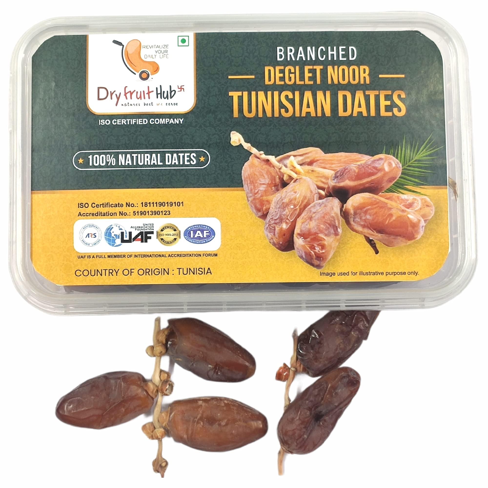 DRY FRUIT HUB Dry Fruit Hub Tunisian Dates 2kg Pack Of 4 Each 500g Fresh Tunisian Khejur/khajur, Deglet Nour Branched Dates/khajoor