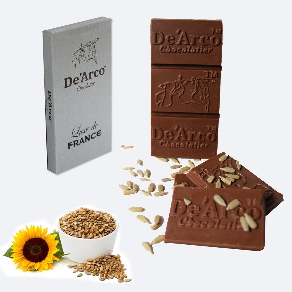 De'Arco Chocolatier De'Arco Chocolatier Premium Dark Chocolate Bar, 50% Dark Chocolate with Sun Flower Seeds, 80G
