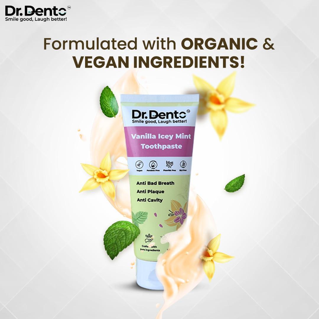 Dr.Dento Dr.Dento Neo Coral Red Super Soft Electric Toothbrush with Vanilla Icey Mint Flavored Toothpaste (125g) | Lightweight & Waterproof | SLS & Fluoride Free | Ideal for Men, Women & Kids