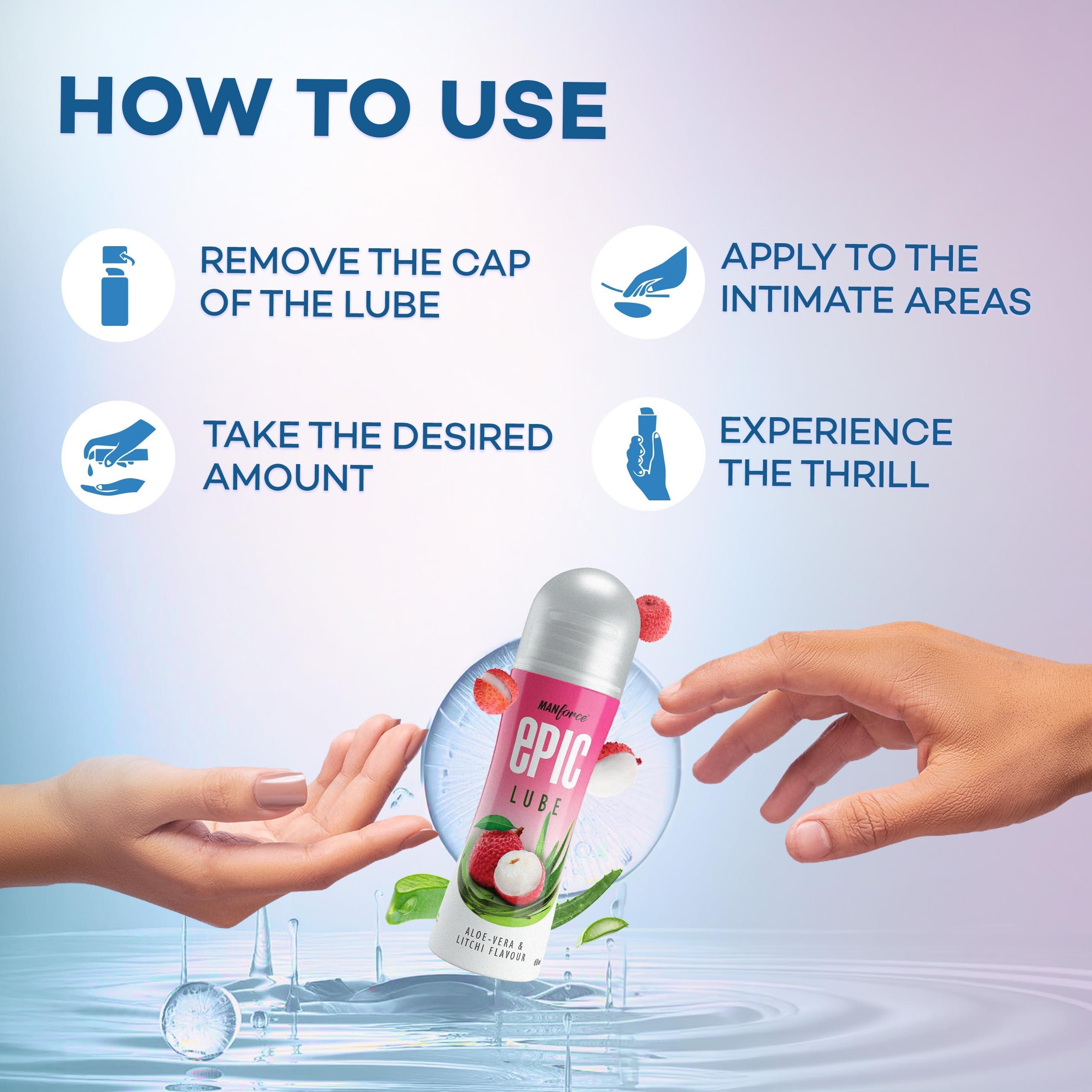 Manforce Manforce Epic Lube (Lubrication Gel for Men & Women) |Aloe-Vera & Litchi Flavoured |Water-Based Gel |Skin-Friendly |Safe to Use with Condoms |60ml