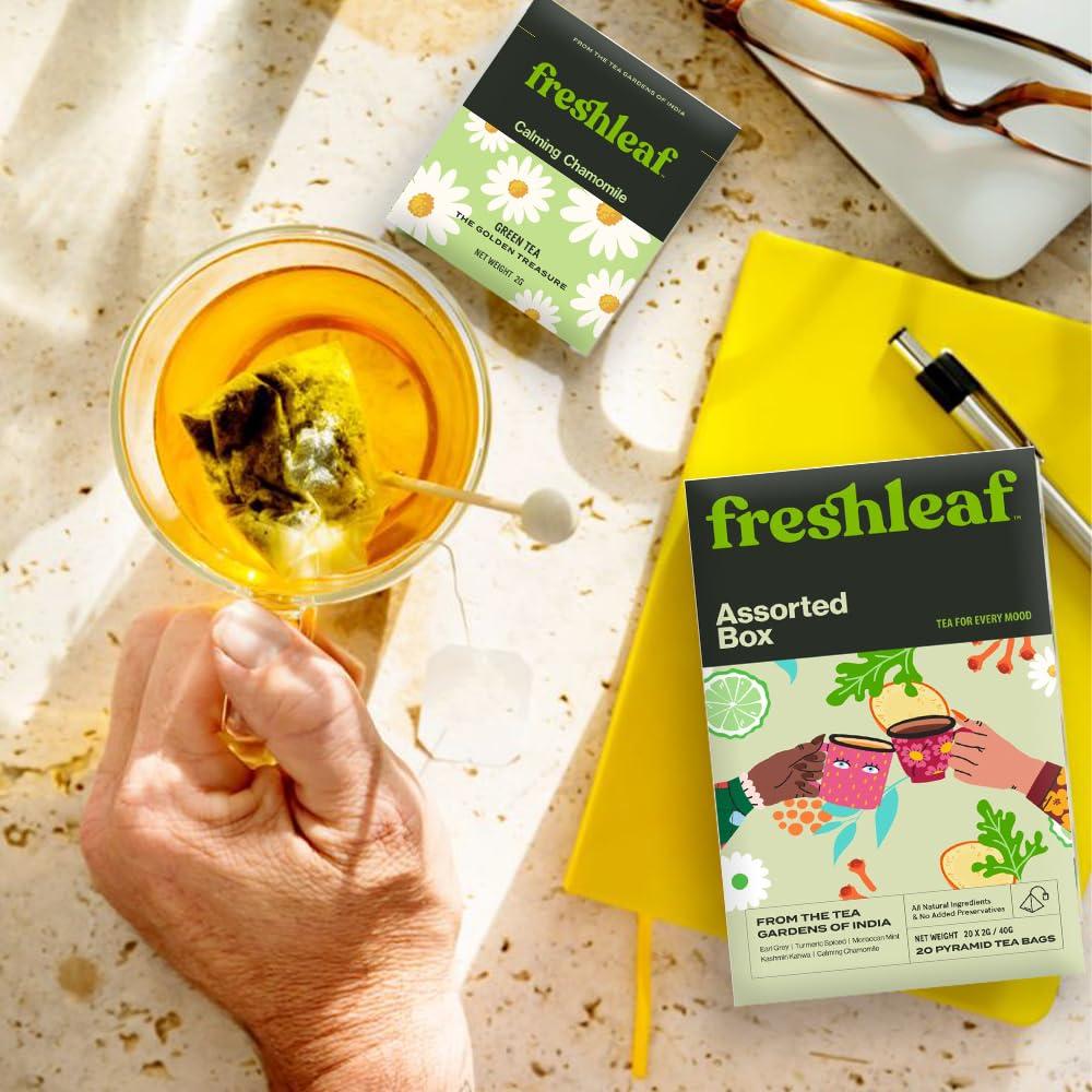 FRESHLEAF FRESHLEAF Assorted Box Green Tea Rich With Anti-Oxidants, 100% Whole Long Leaf, 20 Pyramid Tea Bags (60 Tea Bags)