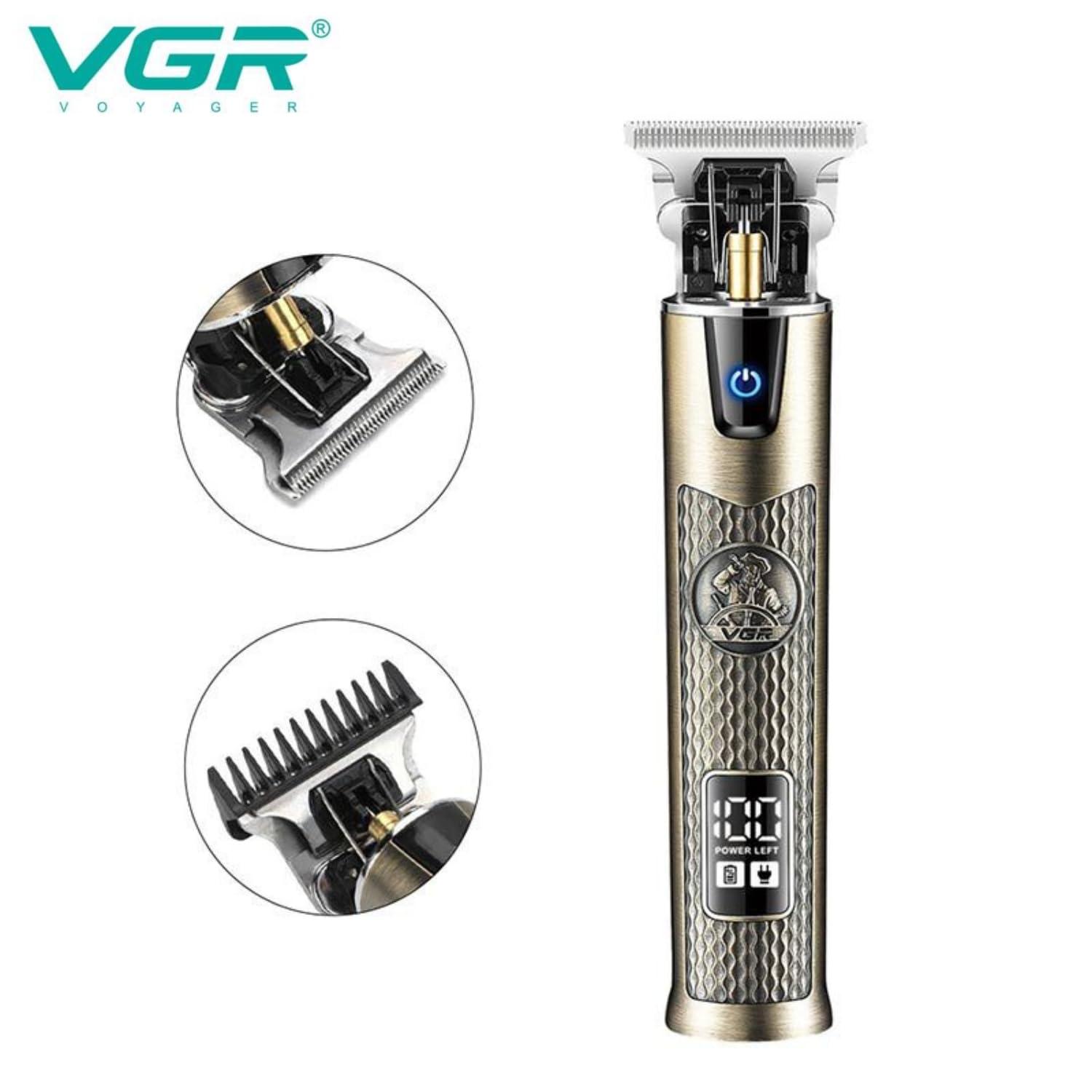 VGR VGR V-983 Professional Pro Li Outliner Rechargeable Electric Cordless Hair Clippers Grooming Kits T-Blade Close Cutting 0mm Bald Head Clipper for Men Li-ion Battery 1500mAh 200 mins Runtime
