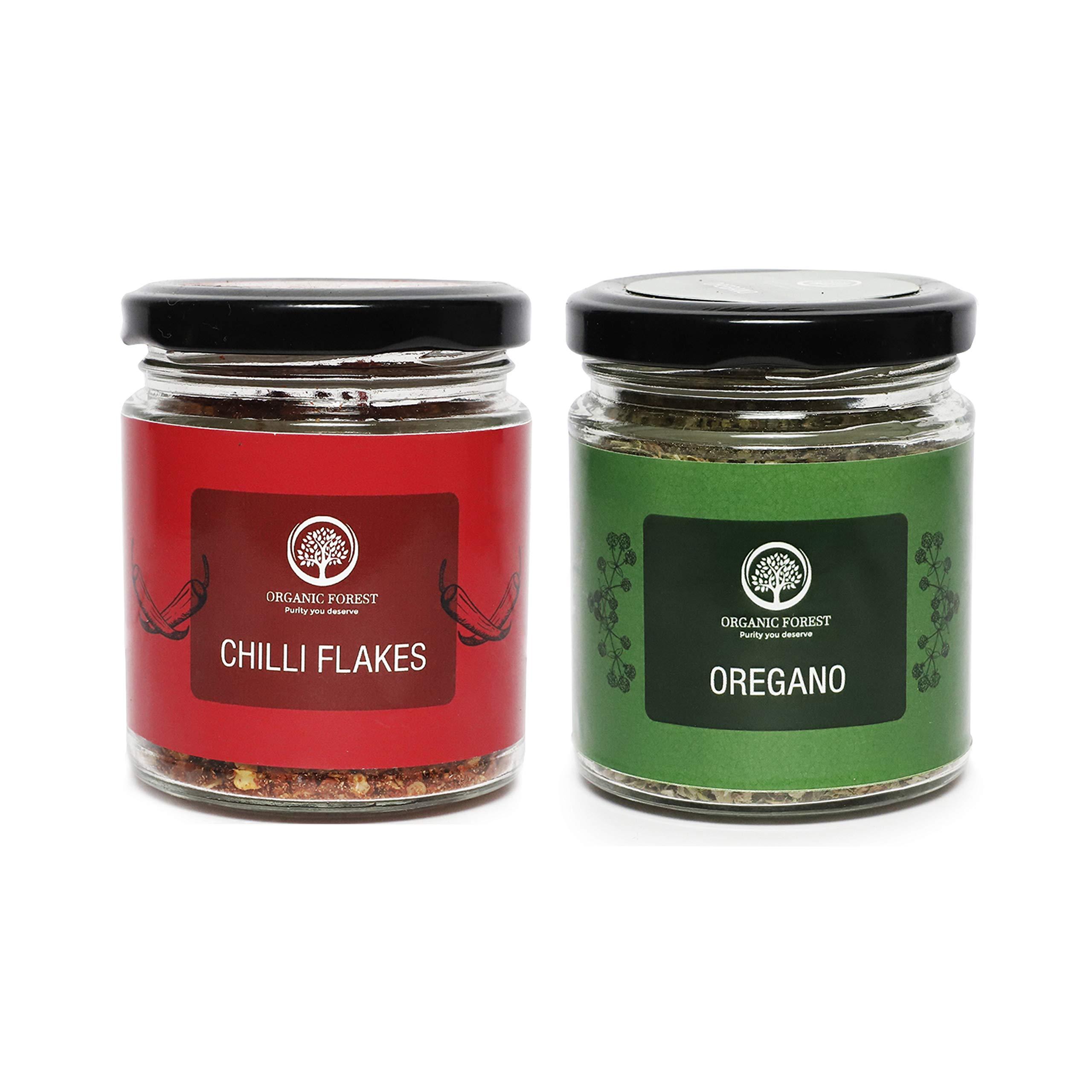 ORGANIC FOREST Organic Forest Oregano (45gm) Chilli Flakes (30gm) Combo of 2, Mixed Herbs