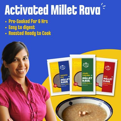 Early Foods Early Foods : Assorted Pack of 3 - Millet Rava (Sprouted Ragi, Jowar & Little Millet Rava) 250 g x 3