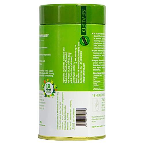 18 Herbs Organics Health with Herbs 18 Herbs Organics Health with Herbs Green Tea With Amla (40 Tea Bags - 54 gram - Tin Caddy - Pack of 2) Amla Green Tea - To Get Your Immunity a Boost!