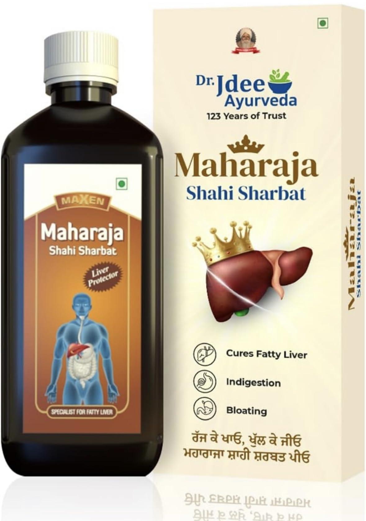 Dr. Jdee Ayurveda Maharaja Shahi Sharbat, Liver Protector, Cures Fatty Liver, Indigestion, Bloating, 123 Years of Trust