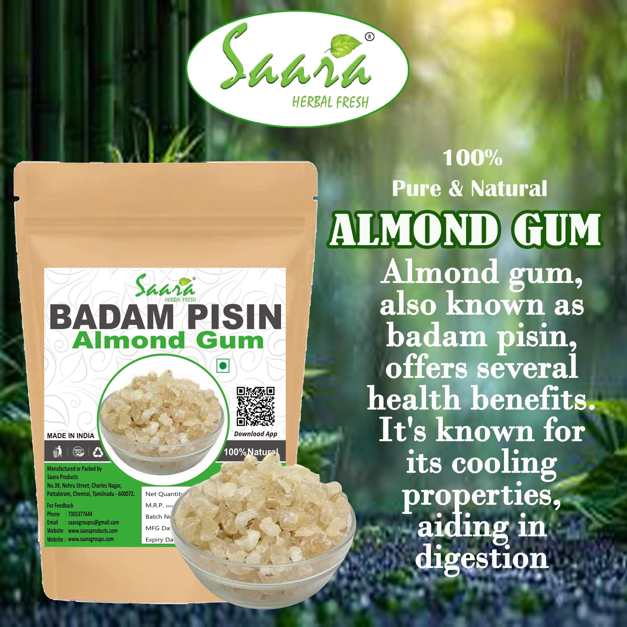 SAARA Saara HERBAL FRESH Badam Pisin, 50g, Almond Gum, Badam Gonth, Badam Resin, Gonth, (pack of 1 x 50g)
