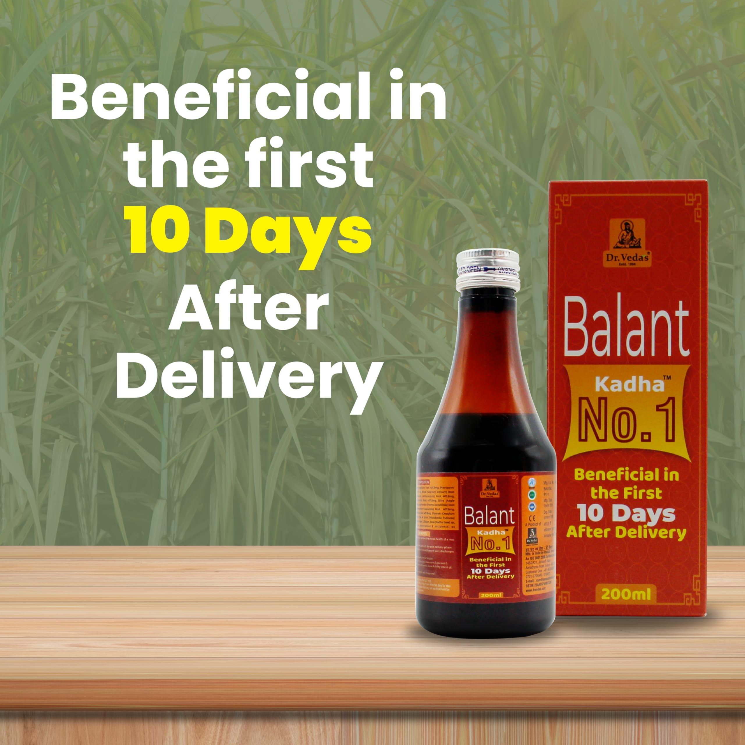 Dr. Veda\'s Dr. Veda\'s Ayurvedic Herbal Balant Kadha | Beneficial In First 10 Days After Delivery - 200ml, Pack of 4