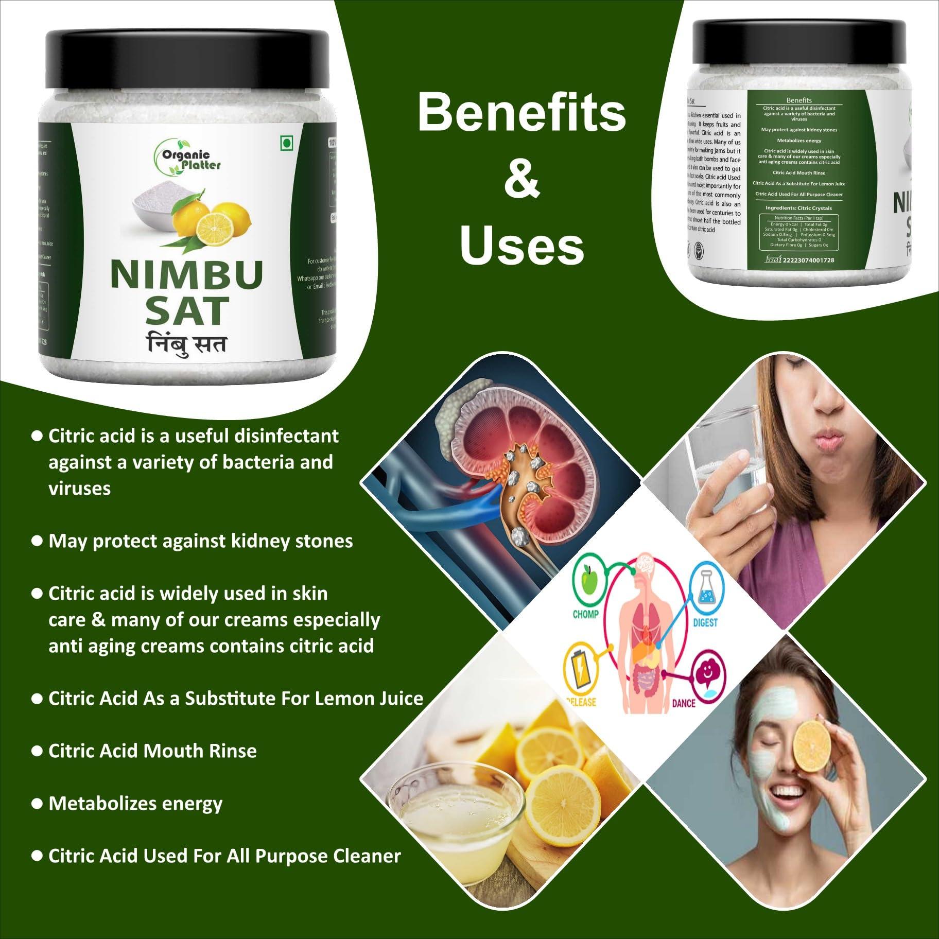 Organic Platter Citric Acid | 100% Pure | Lemon Salt | Tatri | Nimbu Sat | Nimbu sat Dana | Citrus Citric -JAR (100)