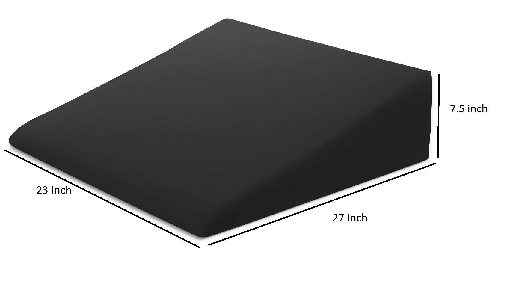 PUM PUM PUM PUM Home Therapeutic Wedge Pillow, Helps with Sleep & Acid Reflux, Washable Natural Cover, 7" x 27" x 24",Black