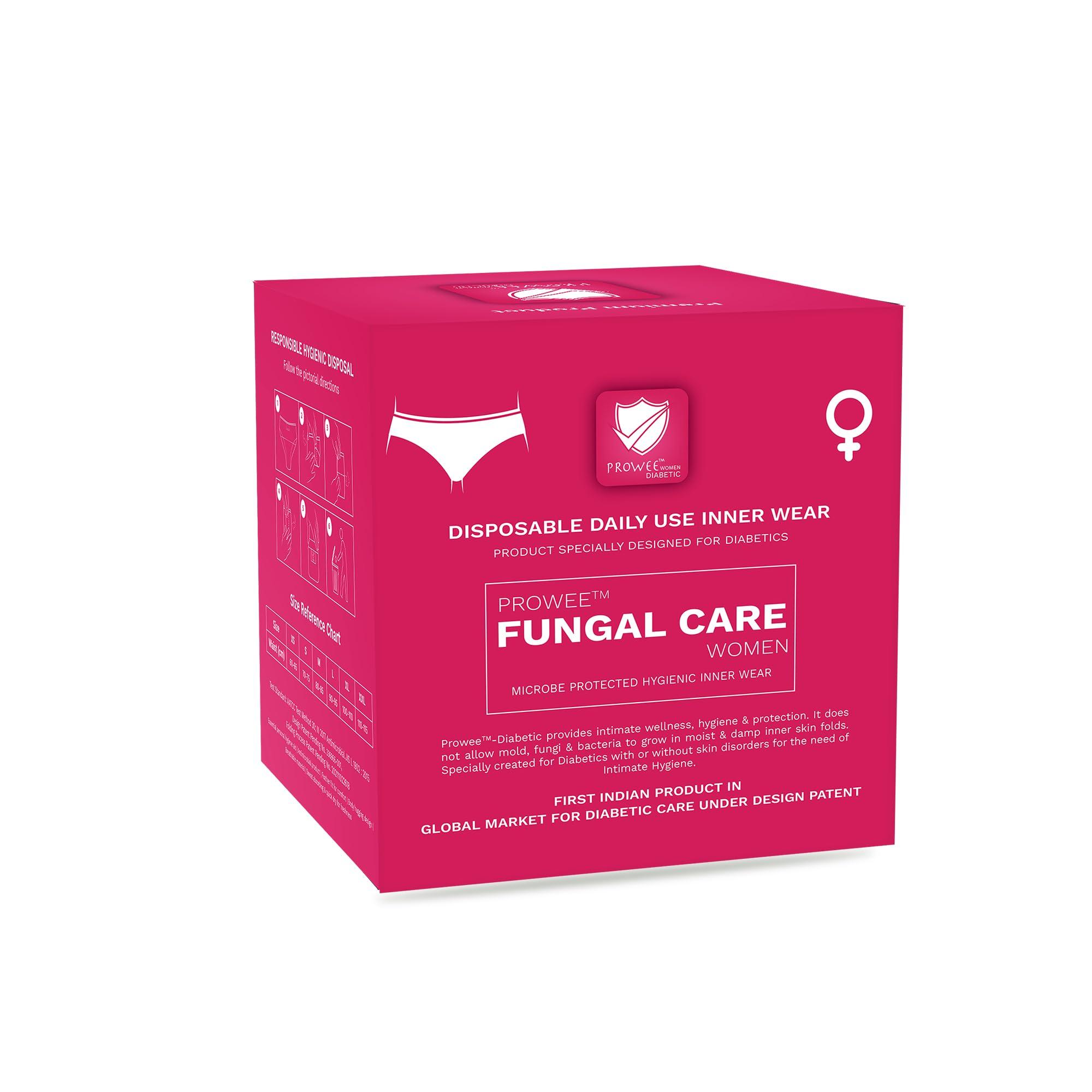 PROWEE PROWEE FUNGAL Care Women\'s Disposable Panty | Ideal for Urine Infections, Skin Infections, and Rashes in The Inner Thighs During Monsoon, Humidity & Hot Temperature for Regular Use (Pack of 5) (S)